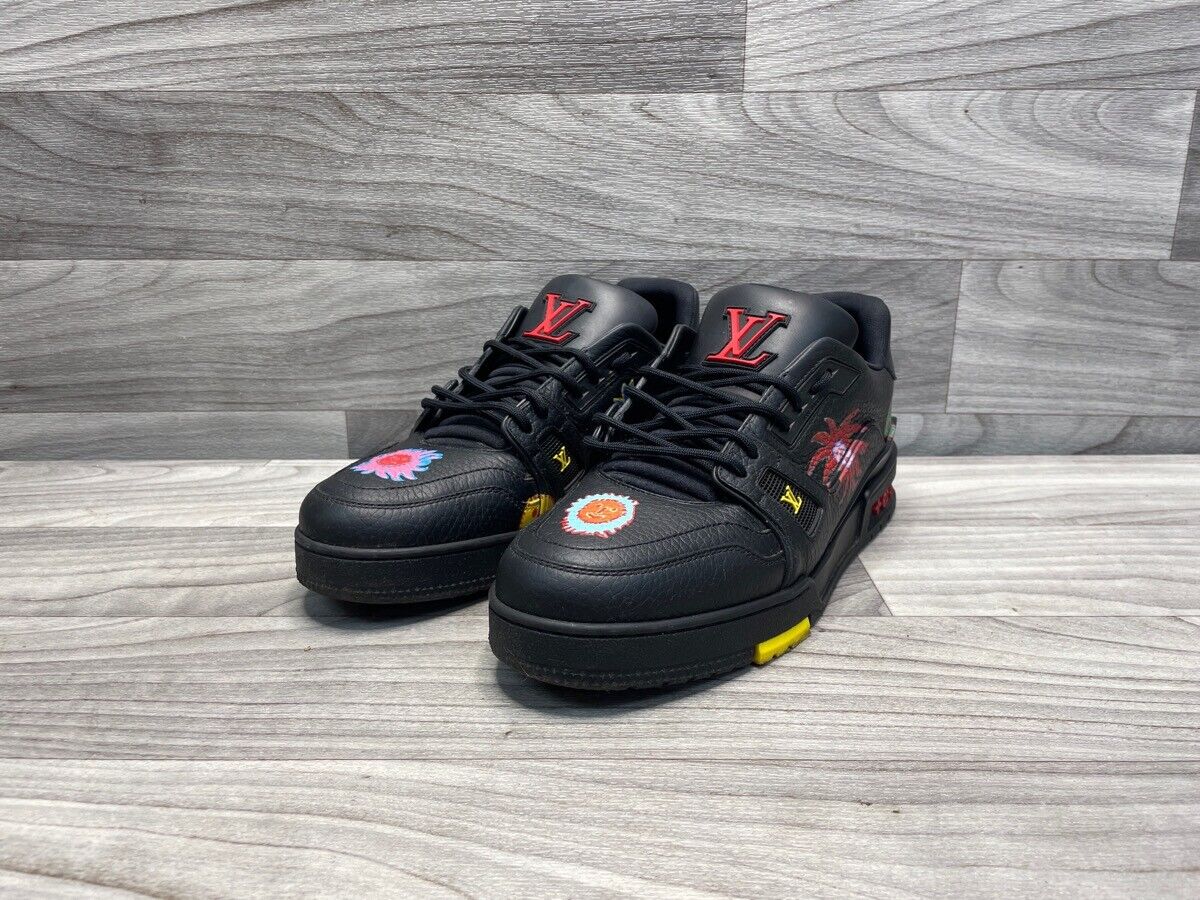 LOUIS VUITTON X YAYOI KUSAMA BLACK MULTICOLOR PRINT TRAINER LOUIS VUITTON X YAYOI KUSAMA BLACK MULTICOLOR PRINT TRAINER
