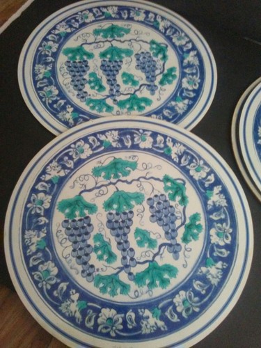 De Colección Bellota Nuevo Canaán CT UVA Azul Verde Blanco Circular Corcho Trasero 4 Manteles - Imagen 6 de 8