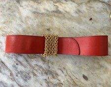 VINTAGE PALOMA PICASSO WIDE RED LEATHER BELT SIZE LARGE 30-32W FINE CONDITION