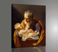 🌹 Quadro Guido Reni San Giuseppe Stampa su TELA in Canvas Vernice Pennellate 👍