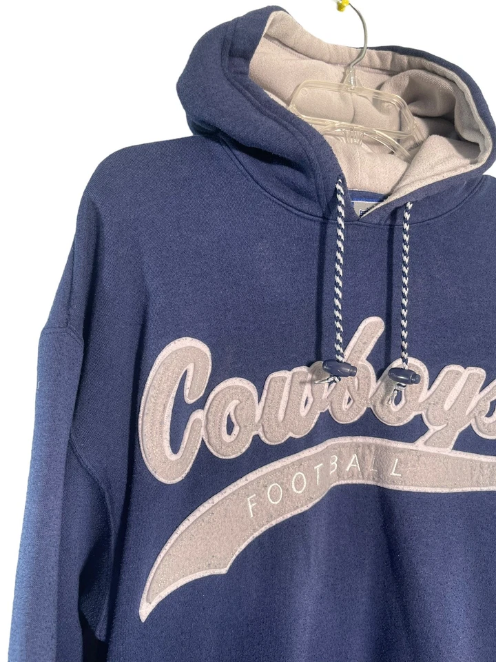 Vintage Starter Dallas Cowboys Script Hoodie Sweatshirt Pockets 90s Sz M - Image 2 of 4