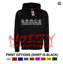 GRACE Losing My Religion Christian Hoodie Black Sweatshirt Jesus Religious Faith