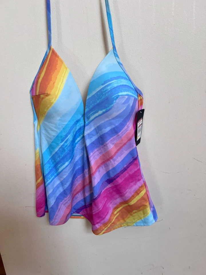 Camiseta Tankini RACHEL Rachel Roy Para Mujer Correa Estándar con Anillo Circular Halter M Foto 4 de 4