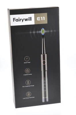 Fairywill E11 Electric USB Rechargeable Toothbrush 8 Replacement Heads 5 Modes