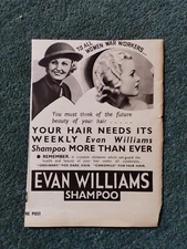 Sk93 Ephemera 1939 Advert Evan Williams Shampoo Woman War Workers 