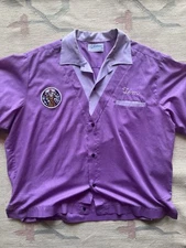 Vintage Hilton Bowling Shirt Chain Stitch Purple XL Denver Made In USA
