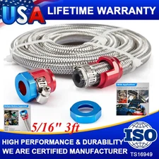 Stainless Steel Braided Fuel Line 5/16" I.D Diesel Hose Swap for Automotive Fuel