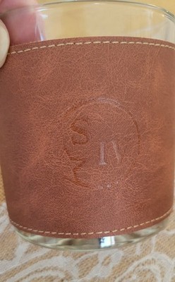 2024 Holiday Maker's Mark Bourbon Embossed Leather Wrapped Man Cave Rocks Glass