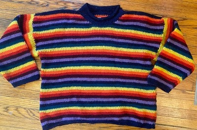 Vtg Ecuador Handcrafted Handmade Chunky Sweater Women s Oversized Small Multi