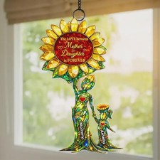 Custom Mother Daughter Sunflower Acrylic Suncatcher   Personalized Window