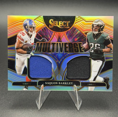 2025 Panini Select Multiverse Prizm Dual Patch Saquon Barkley #MVJ-SBY /149