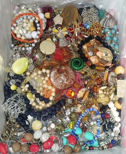 Vintage Mod New Mixed Lot Costume Jewelry Craft Repurpose Wear Repair 15+ lbs #2