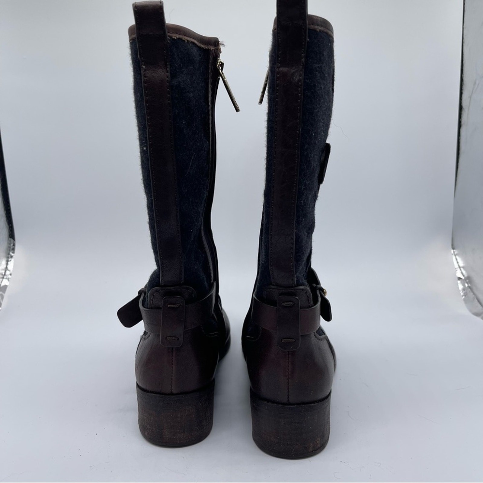 Tory Burch, Leather and Wool Travel Boots, Size 8M. Leather Sole. Excellent cond thumbnail 6