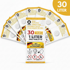 30x 1L Wasseraufbereitungstabletten Trinkwasser Chlortabletten Notfall Tabs