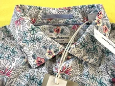 NWT TOMMY BAHAMA ISLAND ZONE THE SIESTA KEY GARDENS CORAL HAZE MEN NYLON SHIRT M