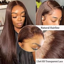 13x4 HD Lace Front Wig, Human Hair, Natural Brazilian Brown Wig, Women's Unproce