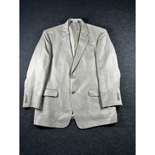 Jos. A. Bank Men 46R Tailored Fit Linen Silk Herringbone Blazer Sport Coat Beige