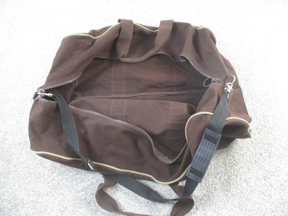 Lands' End Square Rigger Canvas Duffel Bag Brown Shoulder Strap Monogram RST - Image 4 of 4