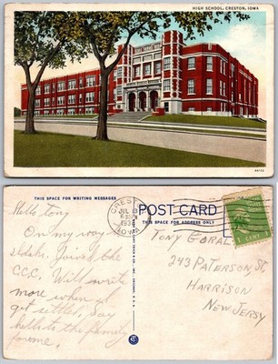High School Creston Iowa Postcard
