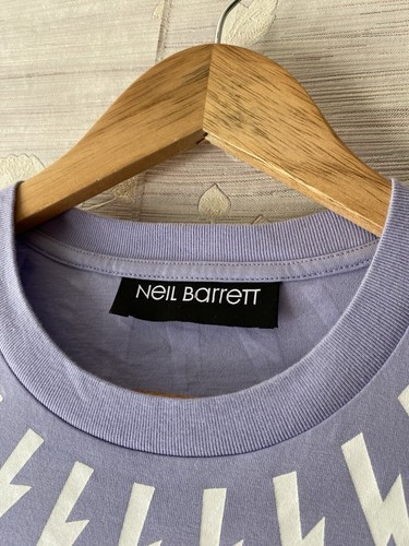 NEIL BARRETT FAIR-ISLE THUNDERBOLT T-SHIRT LILAC SIZE MEDIUM - Picture 4 of 8