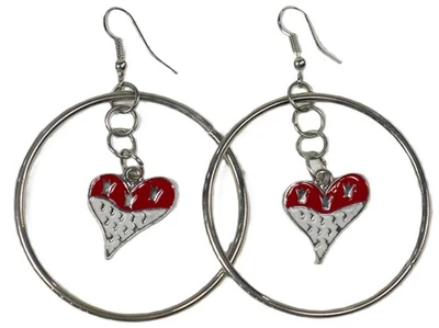 MAKOTEX Creolen mit Köln Wappen in Herzform Ohrhänger Partyschmuck Karneval Fasching