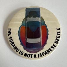 1971 Subaru car is not a Japanese Beetle vintage button pin 3&rdquo;