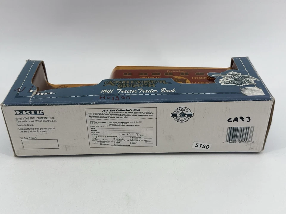 Ertl Anheuser Busch 1941 Tractor Trailer Bank 1/43 Die Cast Clydesdales - Image 3 of 4
