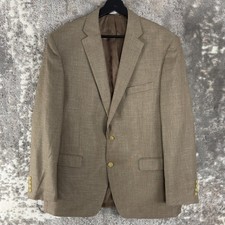 NEW Lauren Ralph Lauren Size 44R Career Linen Blend Blazer Jacket Brown Button