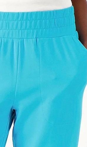 Belle Beach By Kim Gravel Petite French Terry Crop Pants Scuba Blue Petite 4X - Picture 2 of 6