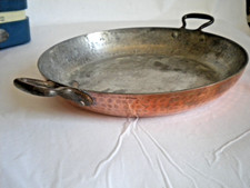 Vintage French Copper Round Gratin pan hammered 2mm 28.5cm 1.6kgs Villedieu