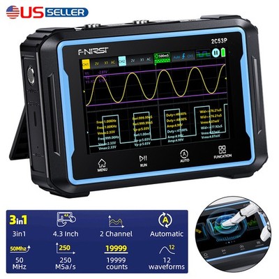 Dual Channel Flat Panel Oscilloscope 4.5 Digit Multimeter Signal Generator 3-in1
