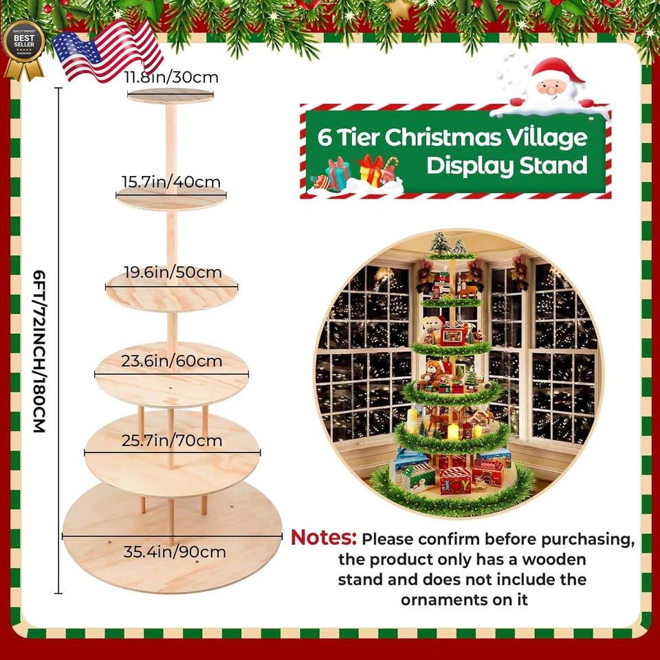 6 Niveles 72 Pulgadas Árbol de Navidad Pueblo Soporte Estantería de Navidad Suministro de Exhibición Foto 2 de 4