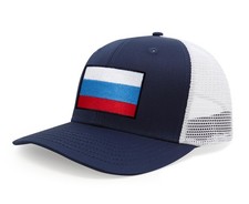 Russian Flag Hat for Men Women - Snapback Trucker Baseball Cap (All Navy)