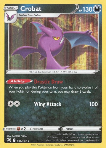 CROBAT 091/163 BATTLE STYLES POKEMON REVERSE HOLO NEAR MINT