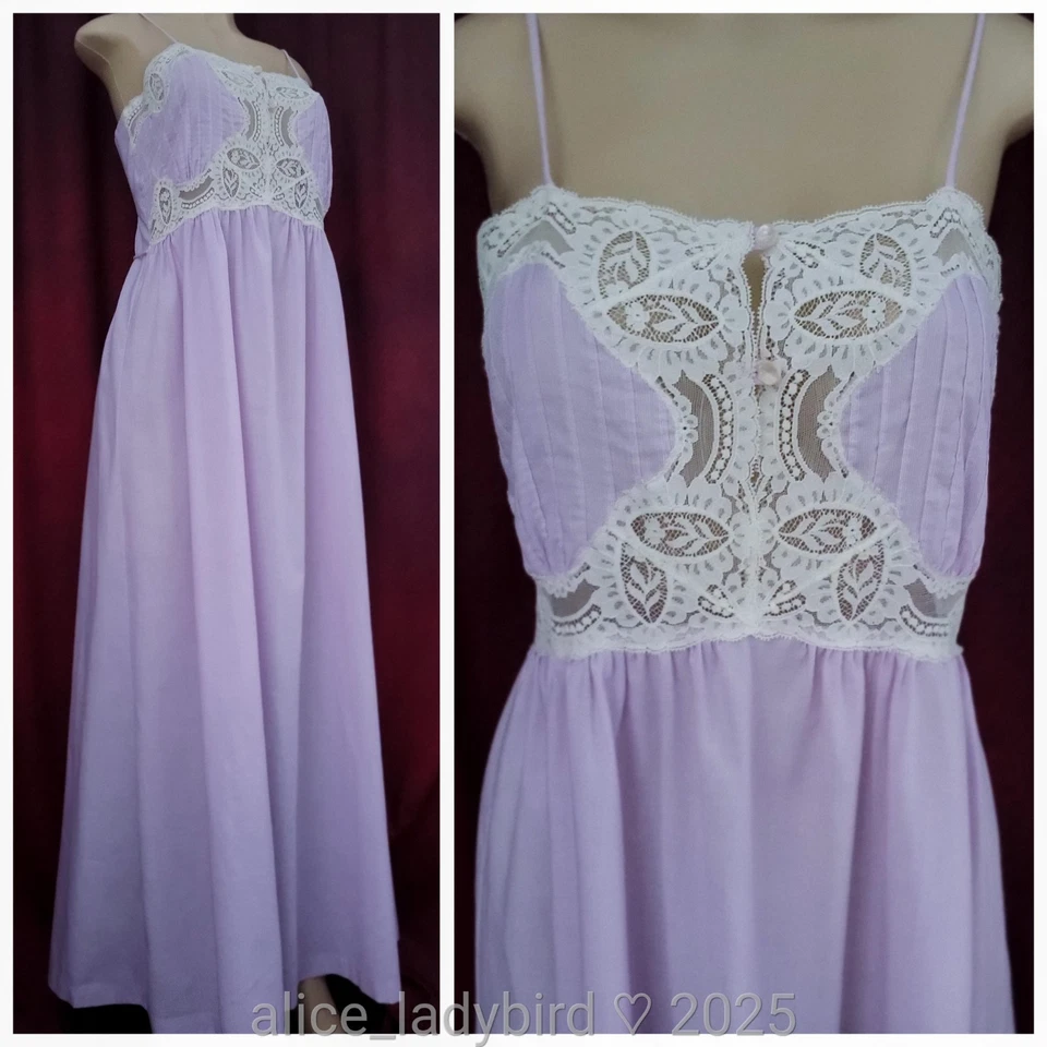 Maxi VESTIDO Vintage LILY Of France Cami Top ENCAJE AÑOS 70 Lencería Sin Mangas Delantal Vestido S/M Foto 3 de 4