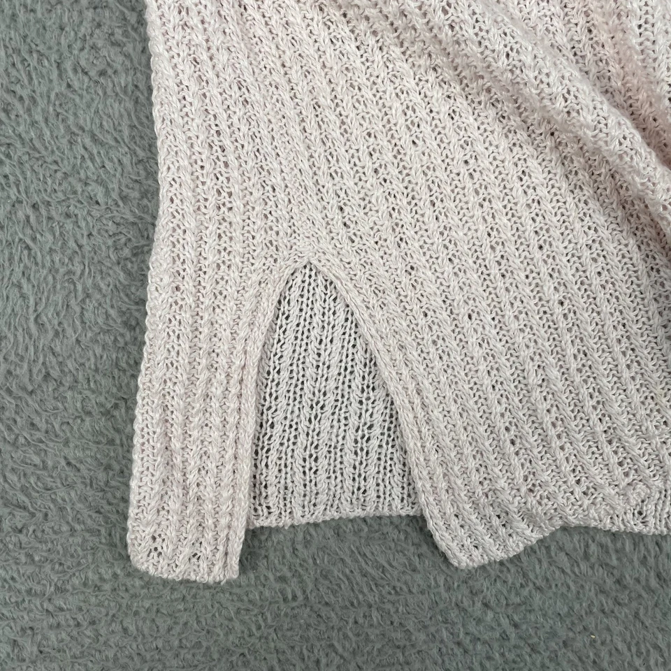 Женский легкий белый открытый вязаный свитер из льняной и хлопковой смеси Calypso St Barth - Изображение 3 из 4