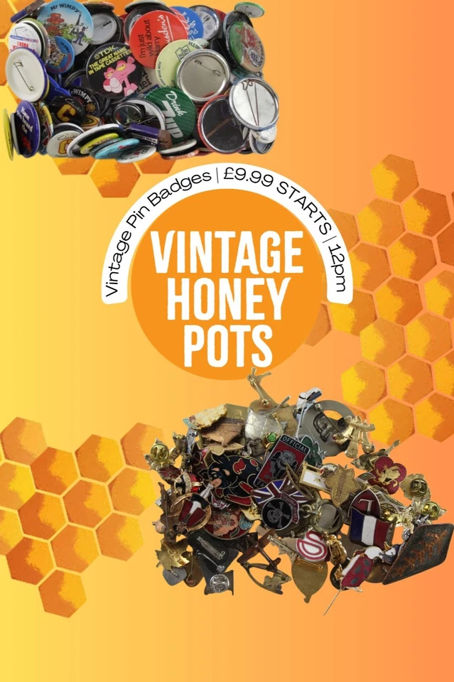 Vintage Pin Badges | £9.99 starts | @VintageHoneyPots