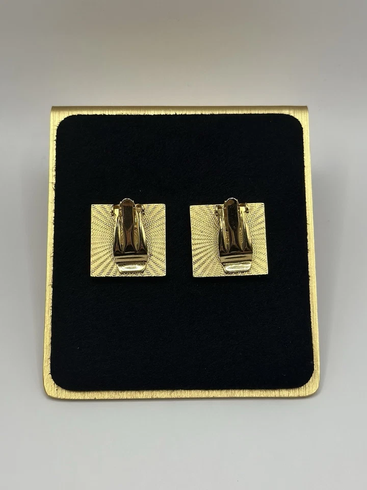 Pendientes Preppy Vintage Cresta Heráldica Clip-On - Corona y Escudo Esmalte Rojo y Azul Foto 3 de 3