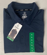 HURLEY Men's Stretch Moisture Wicking Performance Golf Polo Shirt XL BLUE UPF30
