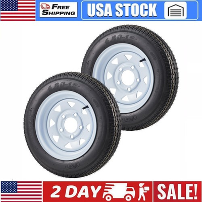 #ad #ad 2 Pack 4.80x12 Trailer Tires amp; Wheels 5 Lug on 4.5quot; Bolt Pattern 12quot; Rim 4.80 12 $85.49