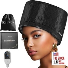 Hair Steamer for Natural Hair Home Use w/10-level Heats Up Quickly, Heat Black
