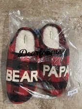 Dearfoams Men s Slippers - Red Plaid Papa Bear - Size 11-12