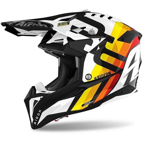 CASCO CROSS ENDURO AIROH AVIATOR 3 AMS RAINBOW WHITE RED YELLOW BLACK TG S  | eBay