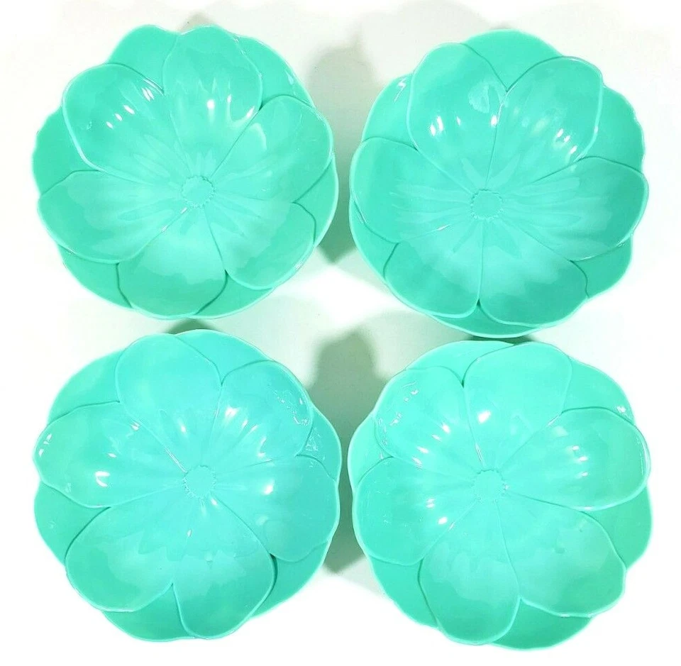 Cynthia Rowley Melamine Flower Bowls Teal 5.75" x 1.75" Teal Set of 4 - Image 4 of 4