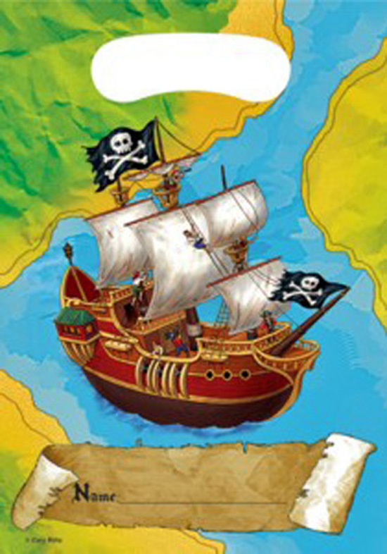 PIRATES CHILDRENS BIRTHDAY PARTY PLASTIC PARTY / LOOT BAG