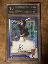 2021 Bowman Chrome Patrick Bailey FCG 10/10 Blue Mojo  Auto BMA-PB /150 Giants