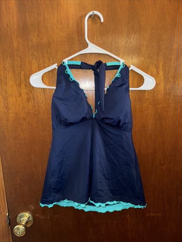 NWT Caribbean Joe Womens Navy Blue Tankini Swim Top Size 12