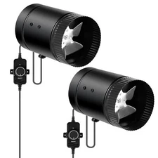 4" 106 CFM Booster Duct Fan with Speed Controller for Basements Grow Tent 2 Pack