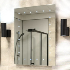 650 x 500 LED Mirror - IP44 Battery Operated 24 LED Lights No Wiring Needed