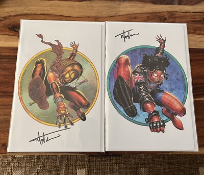 Edge of Spider-Verse #1 and #2 Virgin Variants signed by Tyler Kirkham with COA